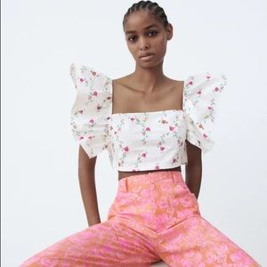 🌟SOLD🌟 Print Crop Top White / Green